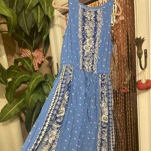 open back blue dress